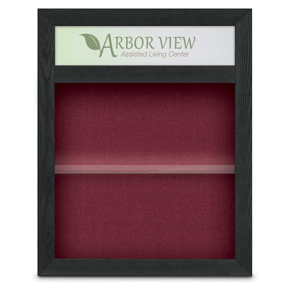Outdoor Enclosed Combo Board, 42"x32", Satin Frame/Grey & Burgundy
